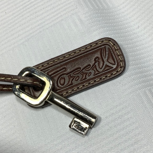 Fossil Brown Logo Canvas Crossbody Shoulder Bag - Picture 15 of 15